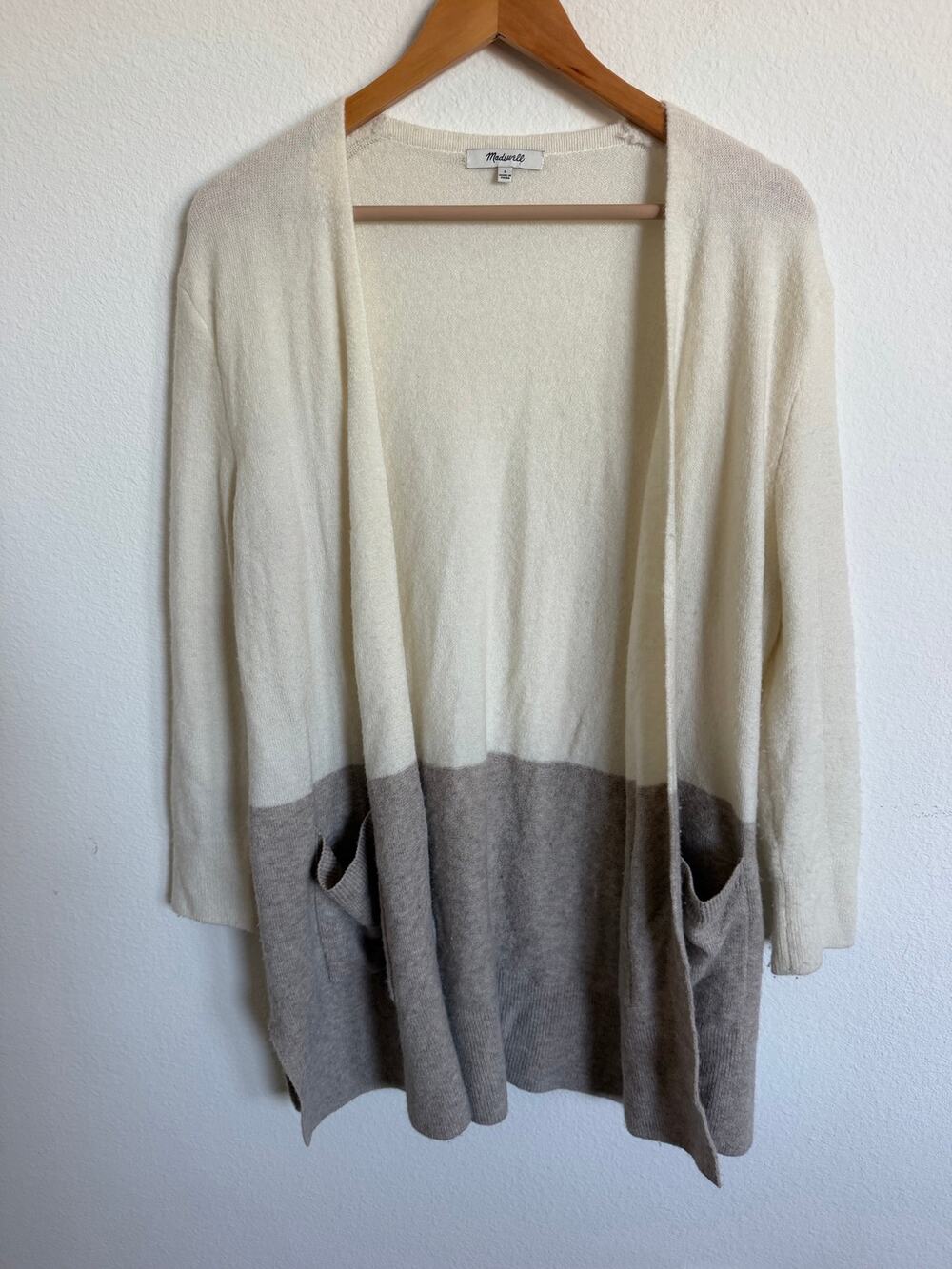 Madewell Wool Blend Cardigan Beige Cozy Long Sleeve Size Small